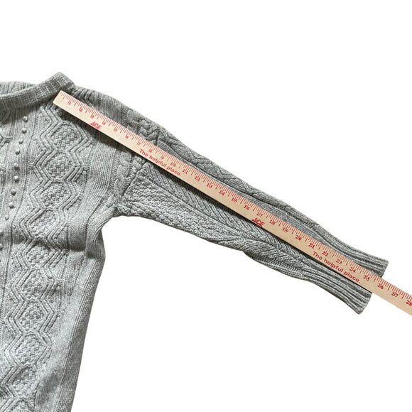 J. CREW Women's wool side-zip oversize cable sweater with side zipper - Picture 3 of 9